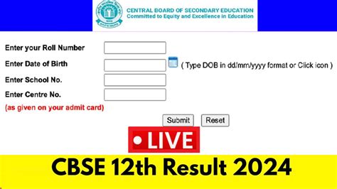 CBSE Result 2024 for Class 10th and 12th @cbseresults.nic.in.
